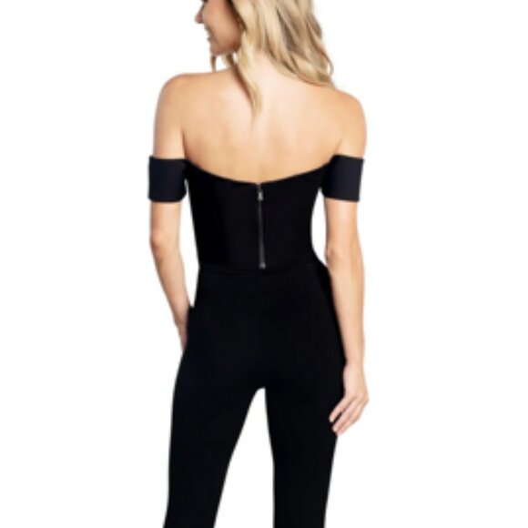 Dress the Population Bailey Crop Corset Style Top Ponte Black NEW NWT Large - Picture 2 of 10